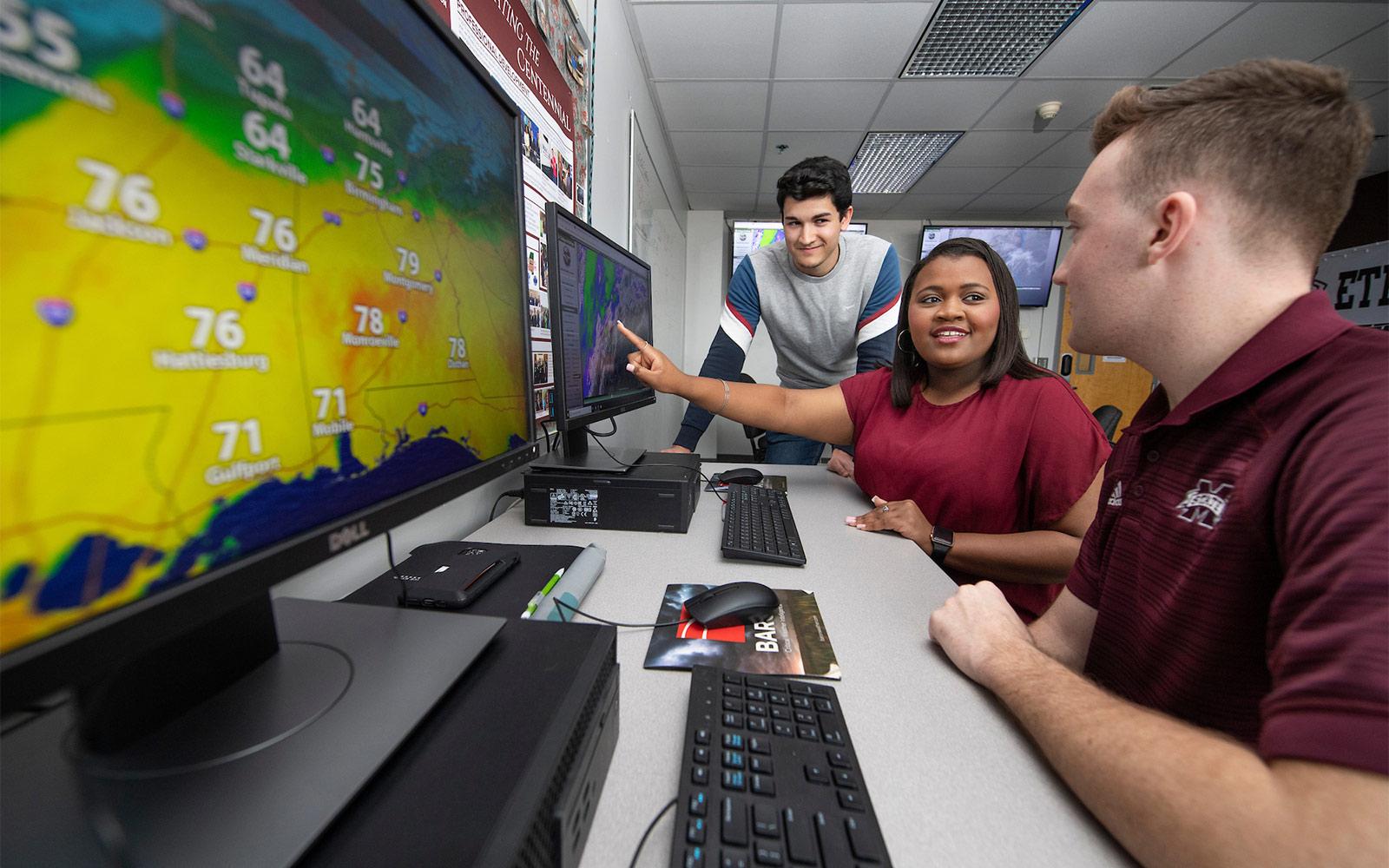 Image of a student getting hands on experience with weather software